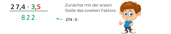 Schriftliche Multiplikation zweier Kommazahlen