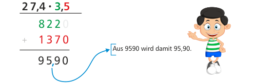 Schriftliche Multiplikation zweier Kommazahlen