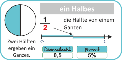 Brüche grafisch darstellen - ein Halbes