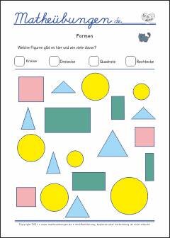 Geometrische Formen Arbeitsblätter MAthe 1. Klasse