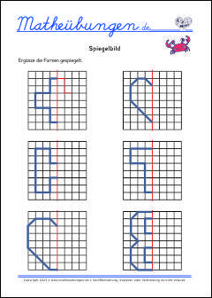 Spiegelung - Symmetrie - Spiegelachse Mathe 1. Klasse