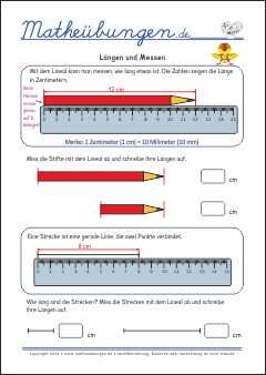 Längen messen - Arbeitsblätter MAthe 1. Klasse
