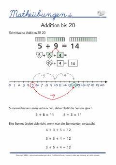 Addition bis 20 Mathe 1. Klasse