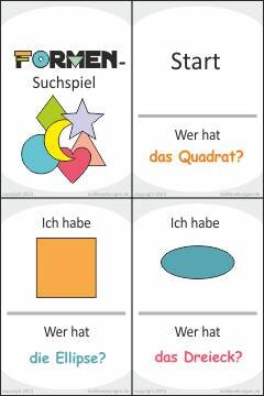 Suchspiel Geometrische Formen - Grundschule Mathe 1. Klasse
