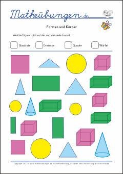 Formen und Körper Mathe-Übungen