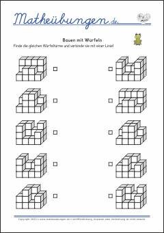 Bauen mit Würfeln, Bau-Plan erstellen, Mathe-Übungen