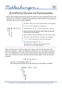 Schriftliche Division mit Kommazahlen
