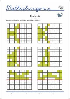 Achsensymmetrie - Mathe Arbeitsblätter Geometrie für 4. Klasse Grundschule