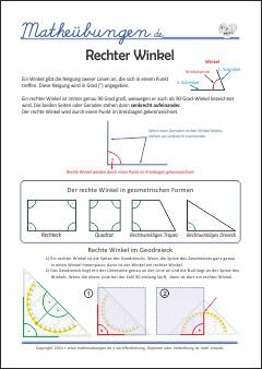 Rechter Winkel Merkplakat - Kostenlose Mathe Lernposter für Grundschule 4. Klasse