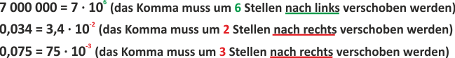 In der wissenschaftlichen Schreibweise wird eine Zahl als Produkt einer Zehnerpotenz und einer Zahl zwischen 1 und 9 geschrieben.