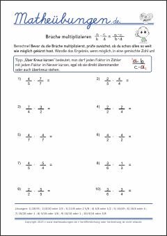 Brüche multiplizieren - Mathe-Aufgaben mit Lösungen